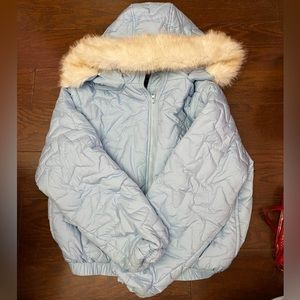 Blue puffer jacket